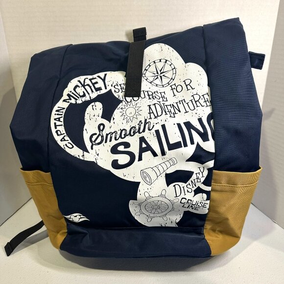 DISNEY CRUISE LINE Anchors Aweigh Captain Mickey Nautical BACKPACK Blue Khaki - Picture 1 of 4